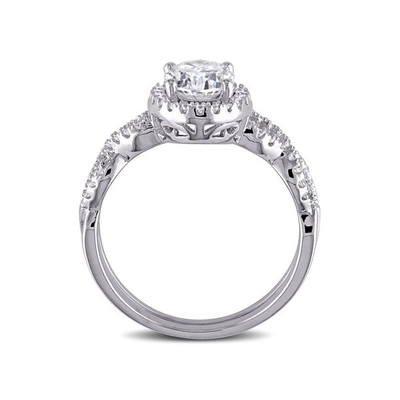 Nhẫn đính hôn kim cương vàng trắng 18kt cắt hình bầu dục Trọng lượng 0,92ct cho nữ ODM