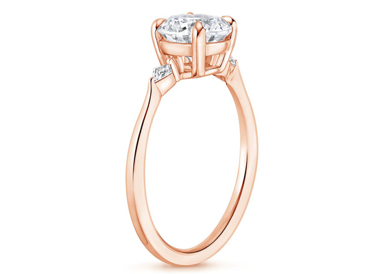 Nhẫn đính hôn Moissanite hình bầu dục bằng vàng hồng 10K Dia OV7 × 9mm 2.1ct