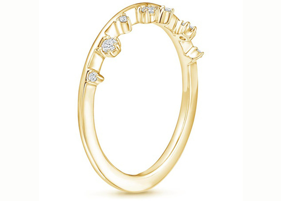 Nhẫn trang sức vàng 14K có kích thước tuyệt vời với kim cương tự nhiên 0,15ct VS1 2mm