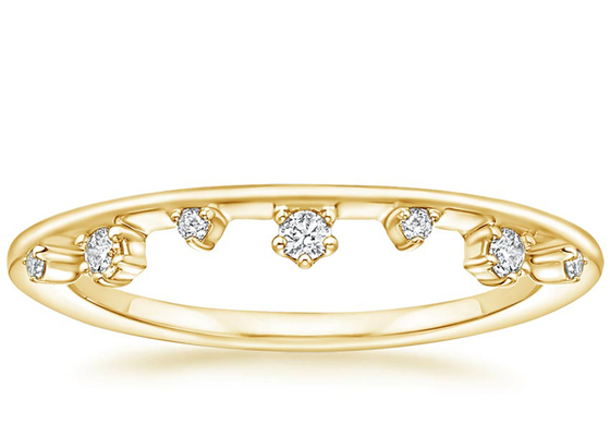 Nhẫn trang sức vàng 14K có kích thước tuyệt vời với kim cương tự nhiên 0,15ct VS1 2mm