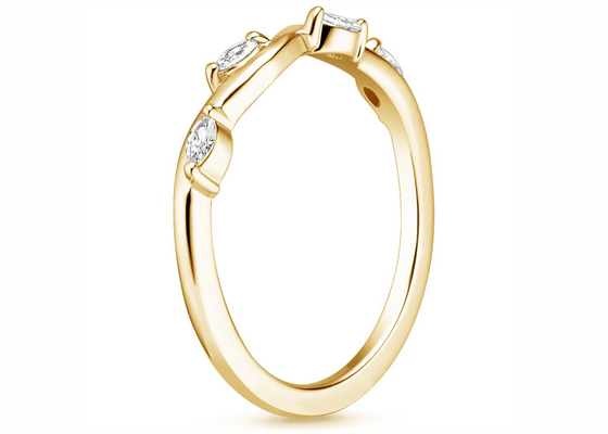 Nhẫn trang sức vàng 14K Willow quanh co với kim cương 2 × 4mm 0,40ct