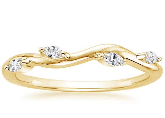 Nhẫn trang sức vàng 14K Willow quanh co với kim cương 2 × 4mm 0,40ct