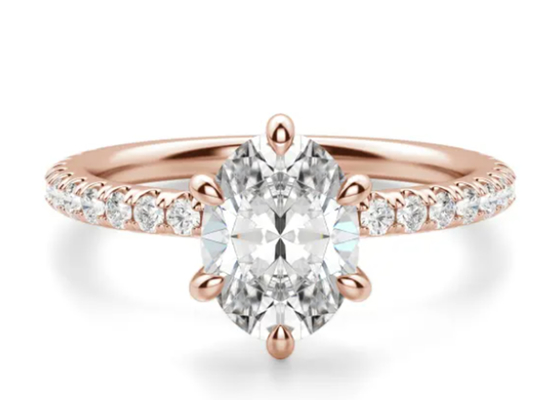 Bộ ngạnh Loại nhẫn bạc 9k Chất liệu vàng hồng với đá 1,5carat 6 × 8mm