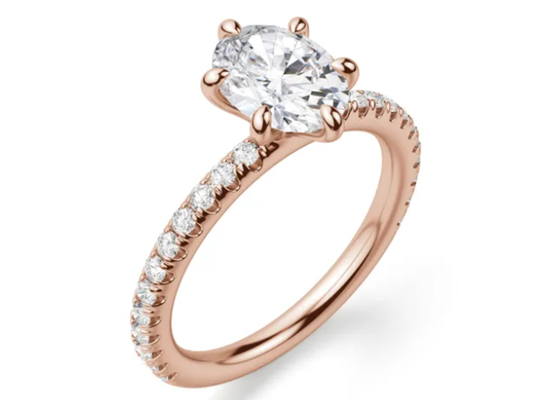 Bộ ngạnh Loại nhẫn bạc 9k Chất liệu vàng hồng với đá 1,5carat 6 × 8mm
