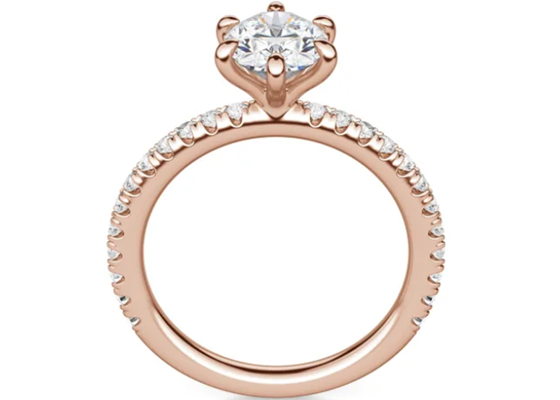 Bộ ngạnh Loại nhẫn bạc 9k Chất liệu vàng hồng với đá 1,5carat 6 × 8mm