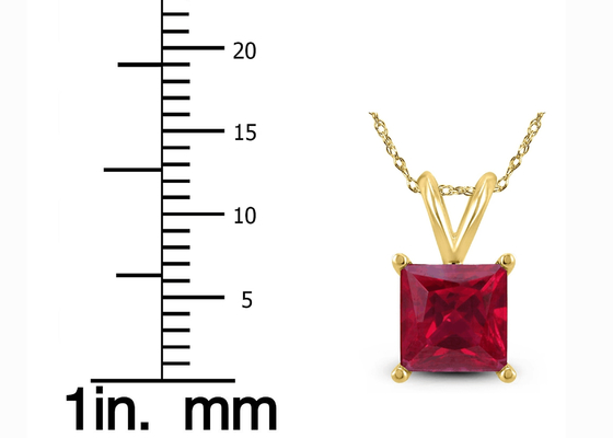 Dây chuyền vàng 14K 7 × 7MM với mặt dây chuyền Ruby 2ct cho sự đính hôn