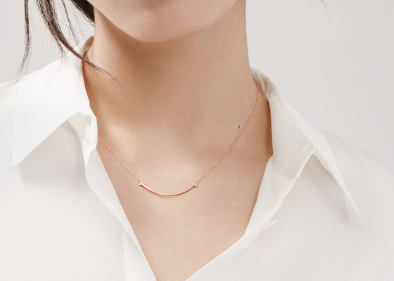 Neklace vàng hồng 18K, Vòng cổ mặt dây chuyền nụ cười 16-18 inch Chiều dài có thể điều chỉnh