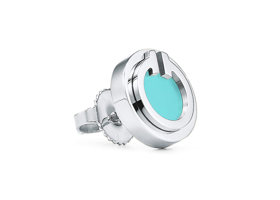 ODM Hoa tai vòng tròn màu ngọc lam, Đường kính 9,65mm Hoa tai màu ngọc lam 18k Trọng lượng 2,37g