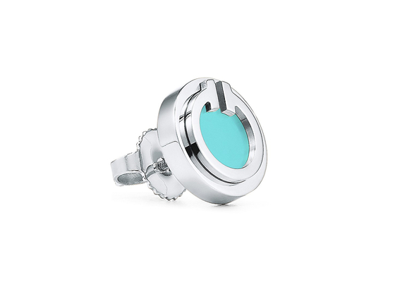 ODM Hoa tai vòng tròn màu ngọc lam, Đường kính 9,65mm Hoa tai màu ngọc lam 18k Trọng lượng 2,37g