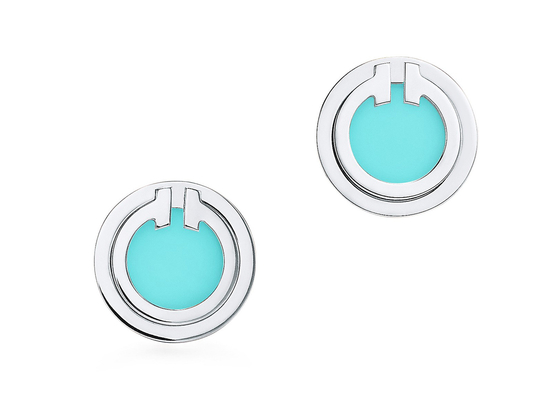 ODM Hoa tai vòng tròn màu ngọc lam, Đường kính 9,65mm Hoa tai màu ngọc lam 18k Trọng lượng 2,37g