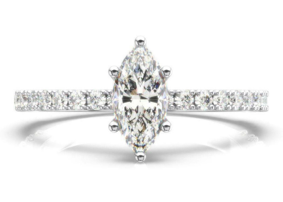 D VS1 Nhẫn vàng hồng 18K 2CT Trọng lượng cắt Marquise để đính hôn