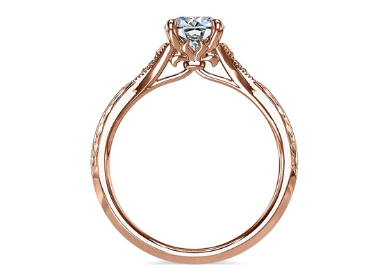 14K Roose Gold Lab Grown Moissanite Ring Dia RD6mm 0.8ct cho đám cưới