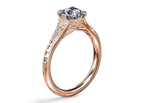 14K Roose Gold Lab Grown Moissanite Ring Dia RD6mm 0.8ct cho đám cưới
