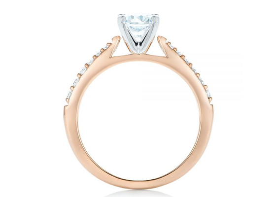 Claw Setting Nhẫn Moissanite vàng hồng kích thước 5.5MM OEM ODM