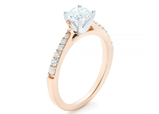 Claw Setting Nhẫn Moissanite vàng hồng kích thước 5.5MM OEM ODM