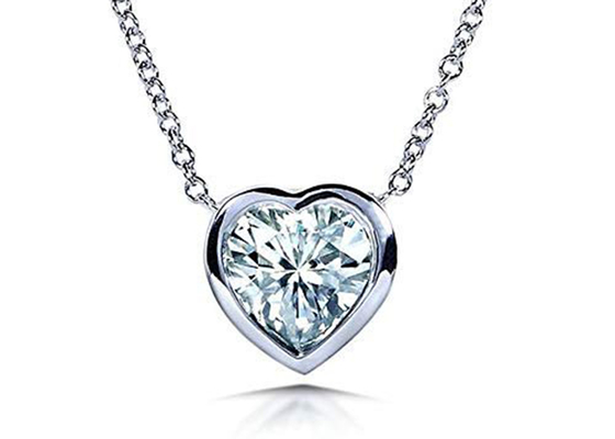 Dây chuyền vàng 14K 16 inch Phong cách mặt trái tim với Moissanite 6x6mm