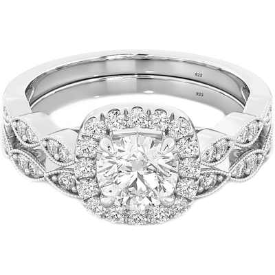 Bộ nhẫn cưới cho cô dâu 0,90CT, Nhẫn đính hôn kim cương vuông ODM