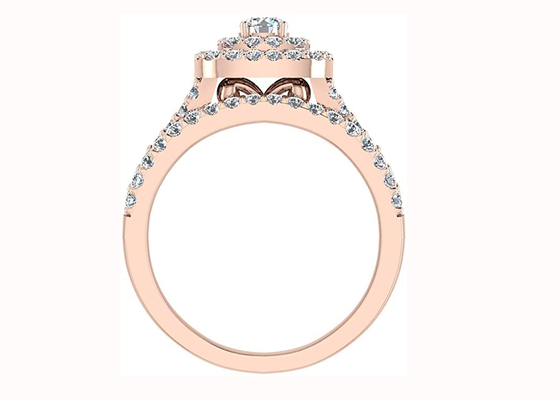 0,79CT 79 cái Nhẫn cưới đính hôn kim cương Đôi ba chiều Phong cách Đệm Hình dạng