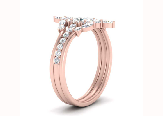 SI1 0,62CT Nhẫn Đính hôn đôi Halo vàng hồng dành cho cô dâu