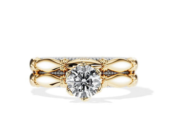 OEM Solitaire Nhẫn cưới đính hôn kim cương Chất liệu vàng 18K rắn ODM