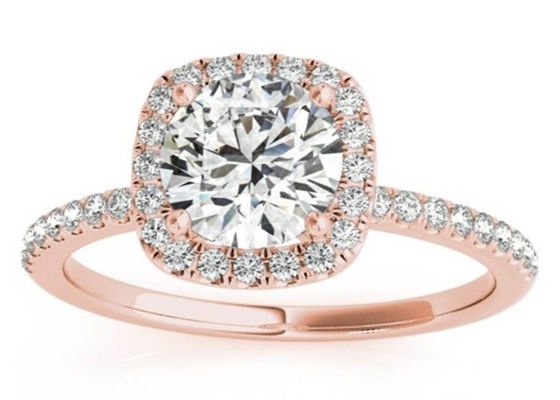 Nhẫn vàng hồng kim cương vuông góc vuông, 0,35CT Nhẫn đính hôn ẩn hào quang ODM